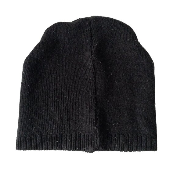 U.S. Polo Assn. Black Knit Beanie Hat With White Logo Embroidery One Size Ribbed - Picture 3 of 5